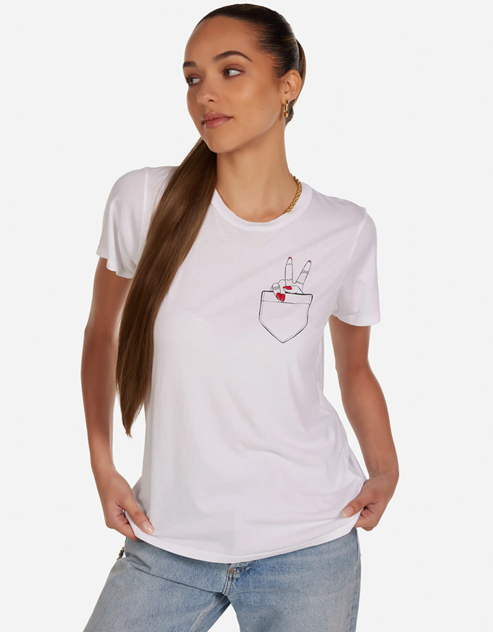 LAUREN MOSHI WOLF PEACE POCKET TEE