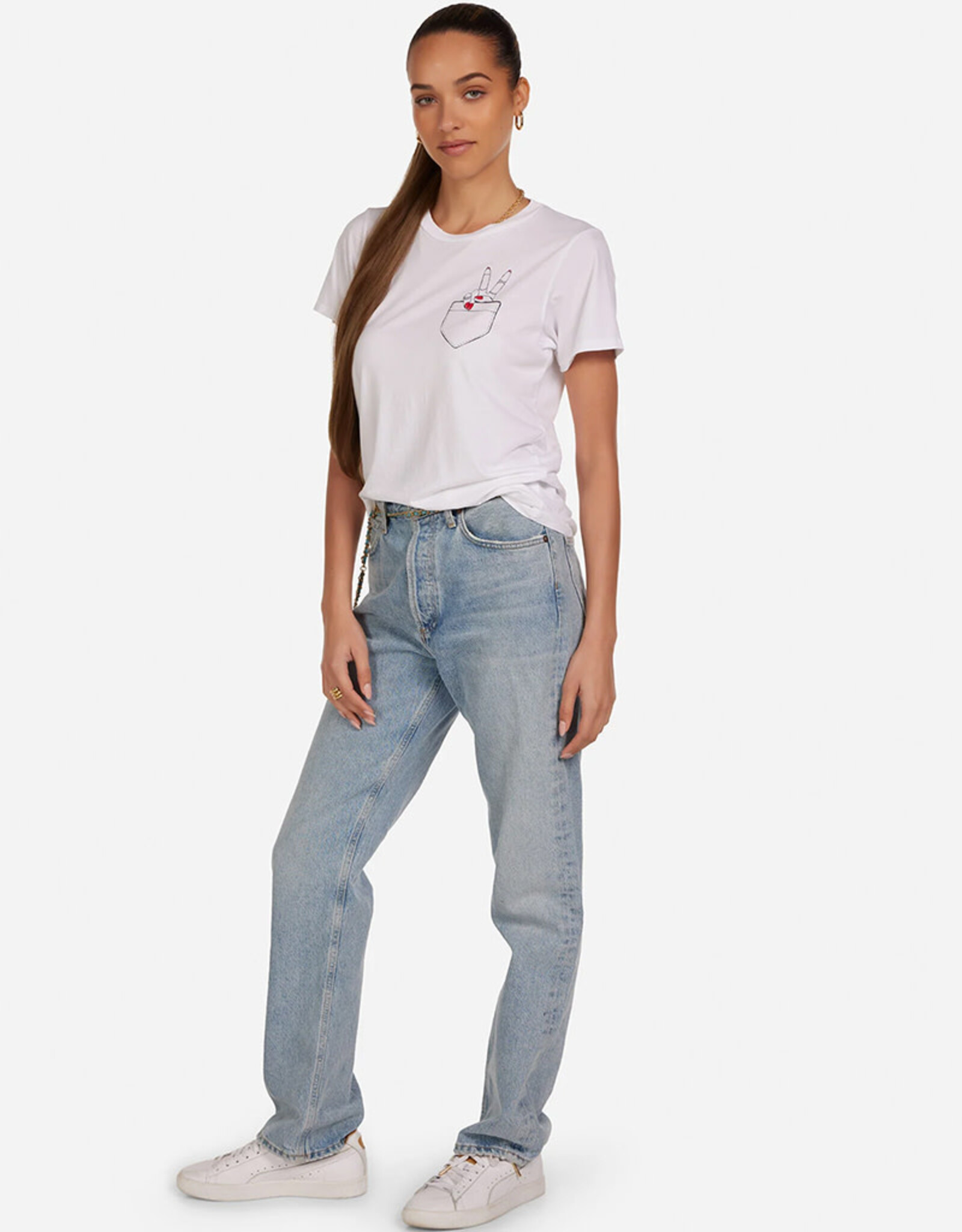 LAUREN MOSHI WOLF PEACE POCKET TEE