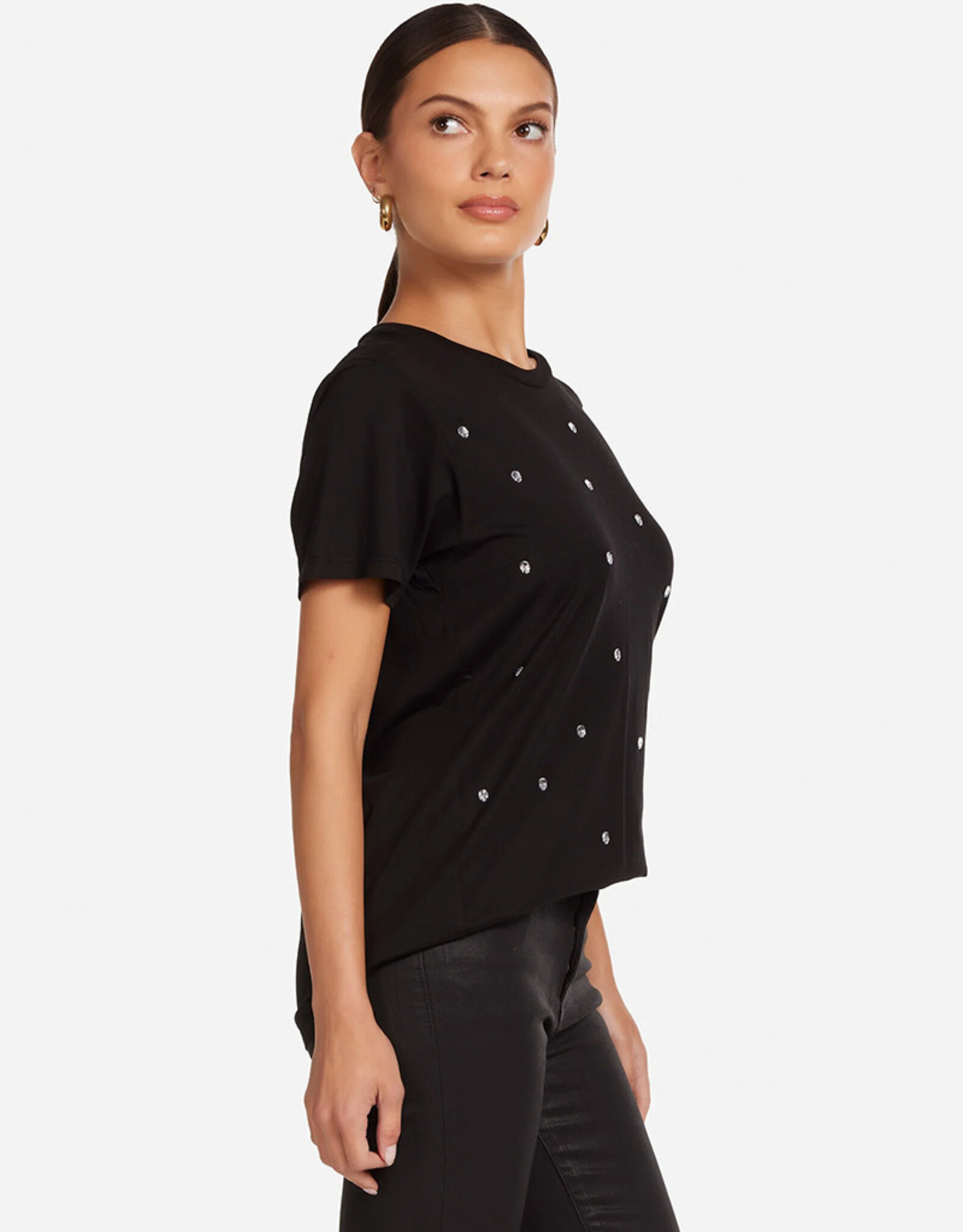 LAUREN MOSHI WOLF SKULL CRYSTALS TEE