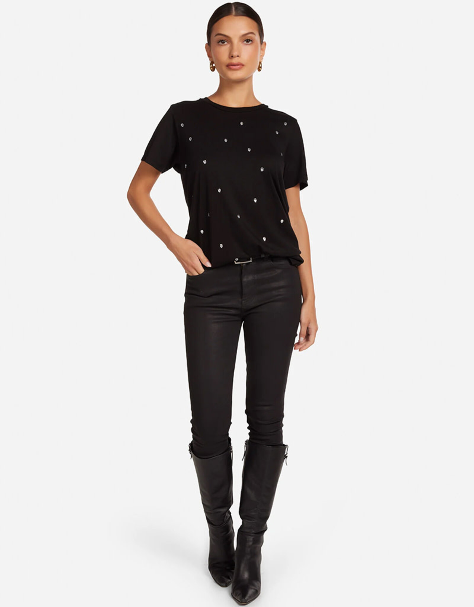 LAUREN MOSHI WOLF SKULL CRYSTALS TEE