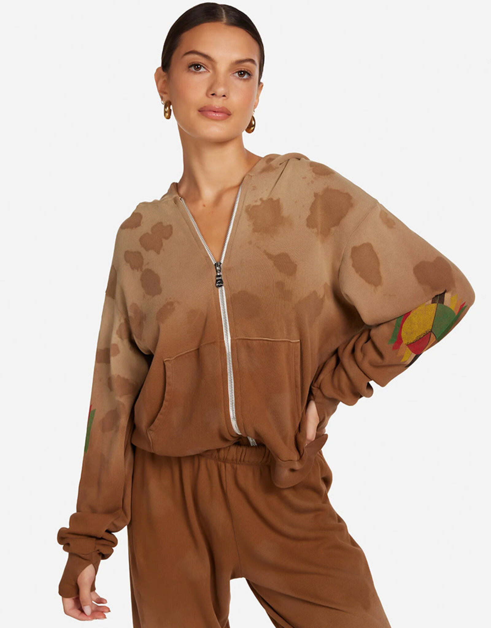LAUREN MOSHI HEZLY TRIBAL PEACE ZIP HOODIE