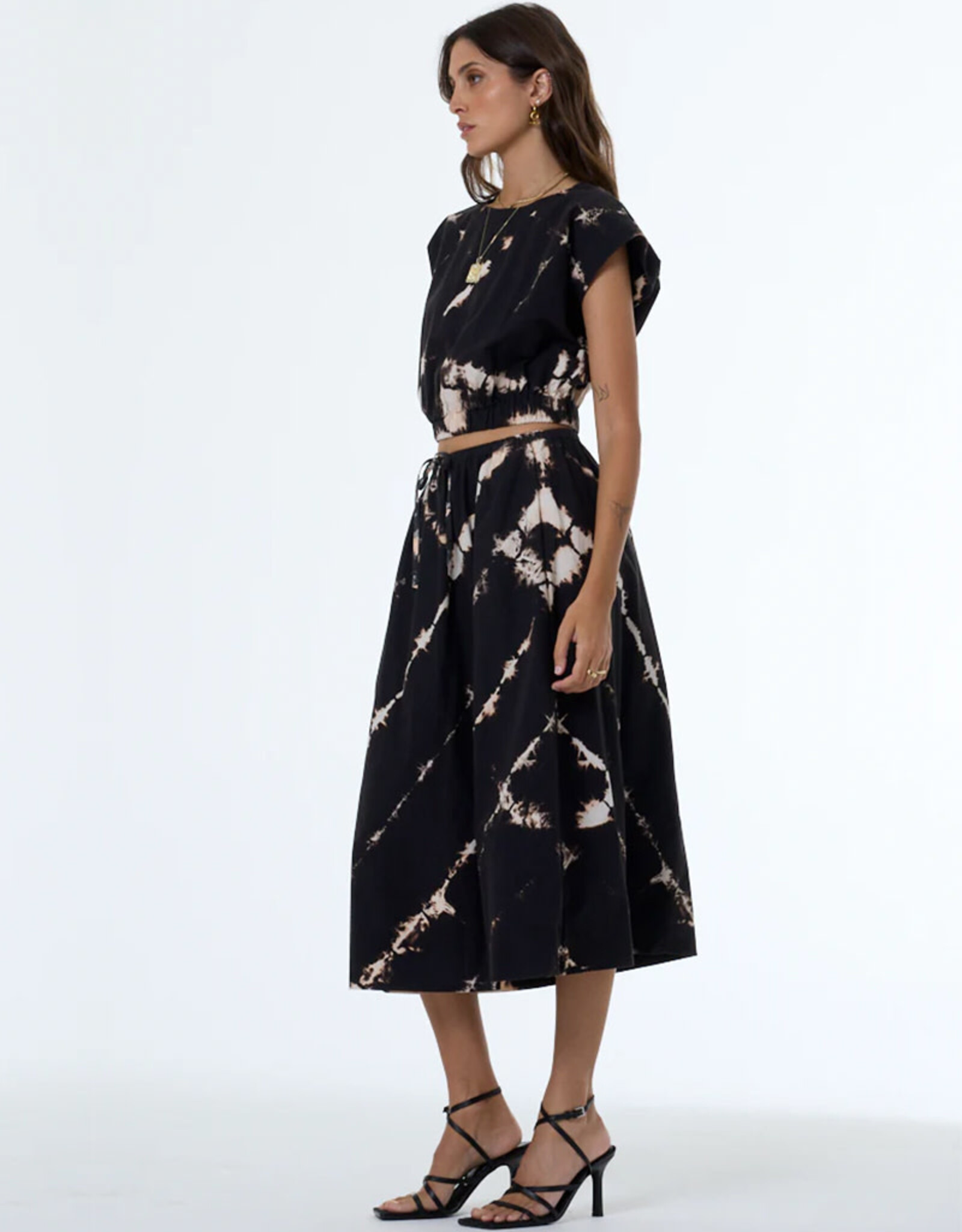 YOUNG FABULOUS & BROKE WENDY MIDI SKIRT-TIEDYE