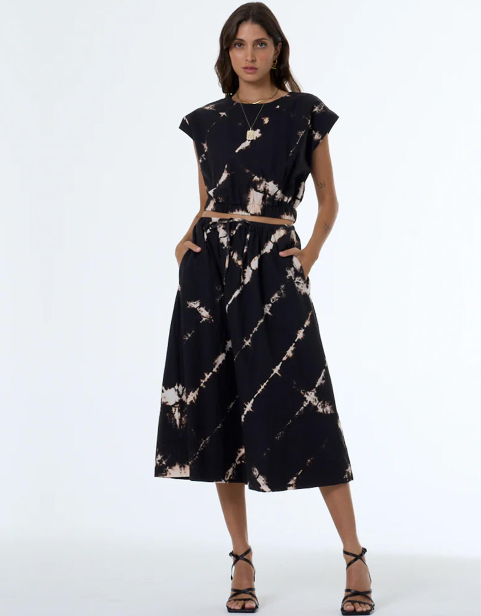 YOUNG FABULOUS & BROKE WENDY MIDI SKIRT-TIEDYE