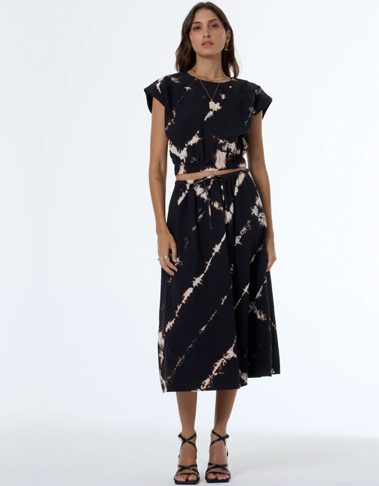 YOUNG FABULOUS & BROKE WENDY MIDI SKIRT-TIEDYE