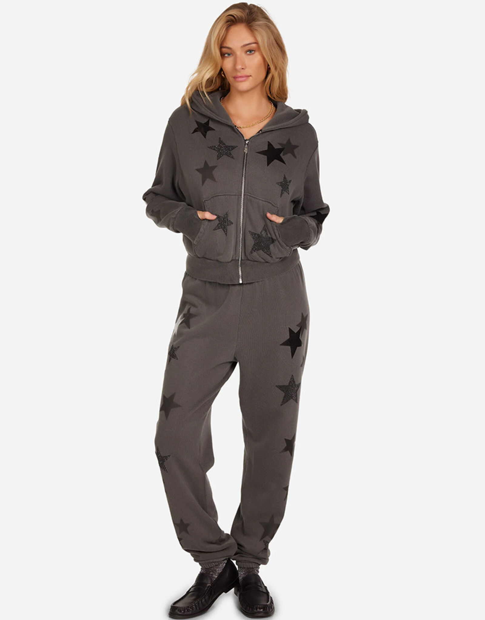 LAUREN MOSHI TWYLA CRYSTAL MULTI STARS ZIP UP