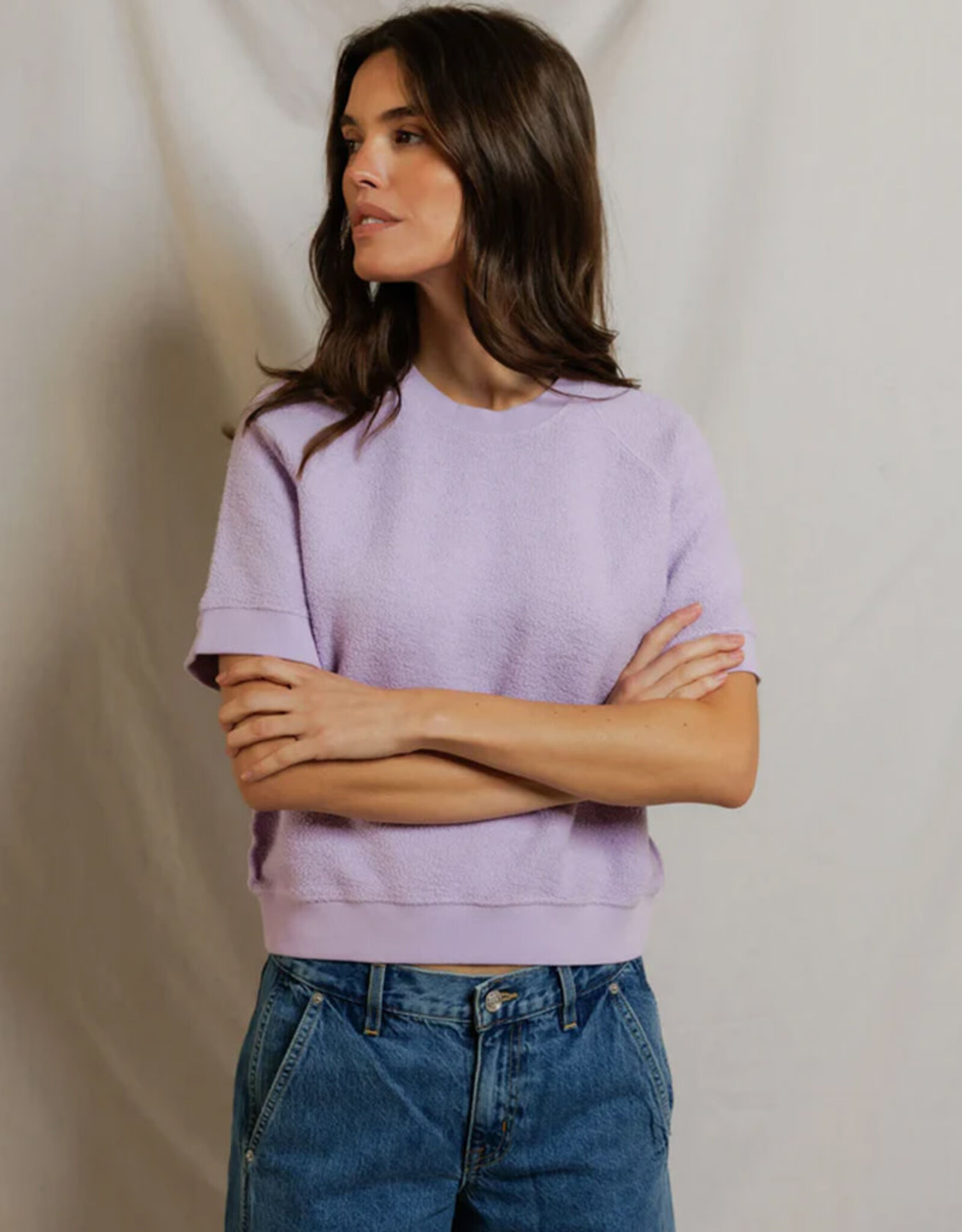 PERFECT WHITE TEE KENNEDY FLEECE SS CREW NECK SWEATSHIRT