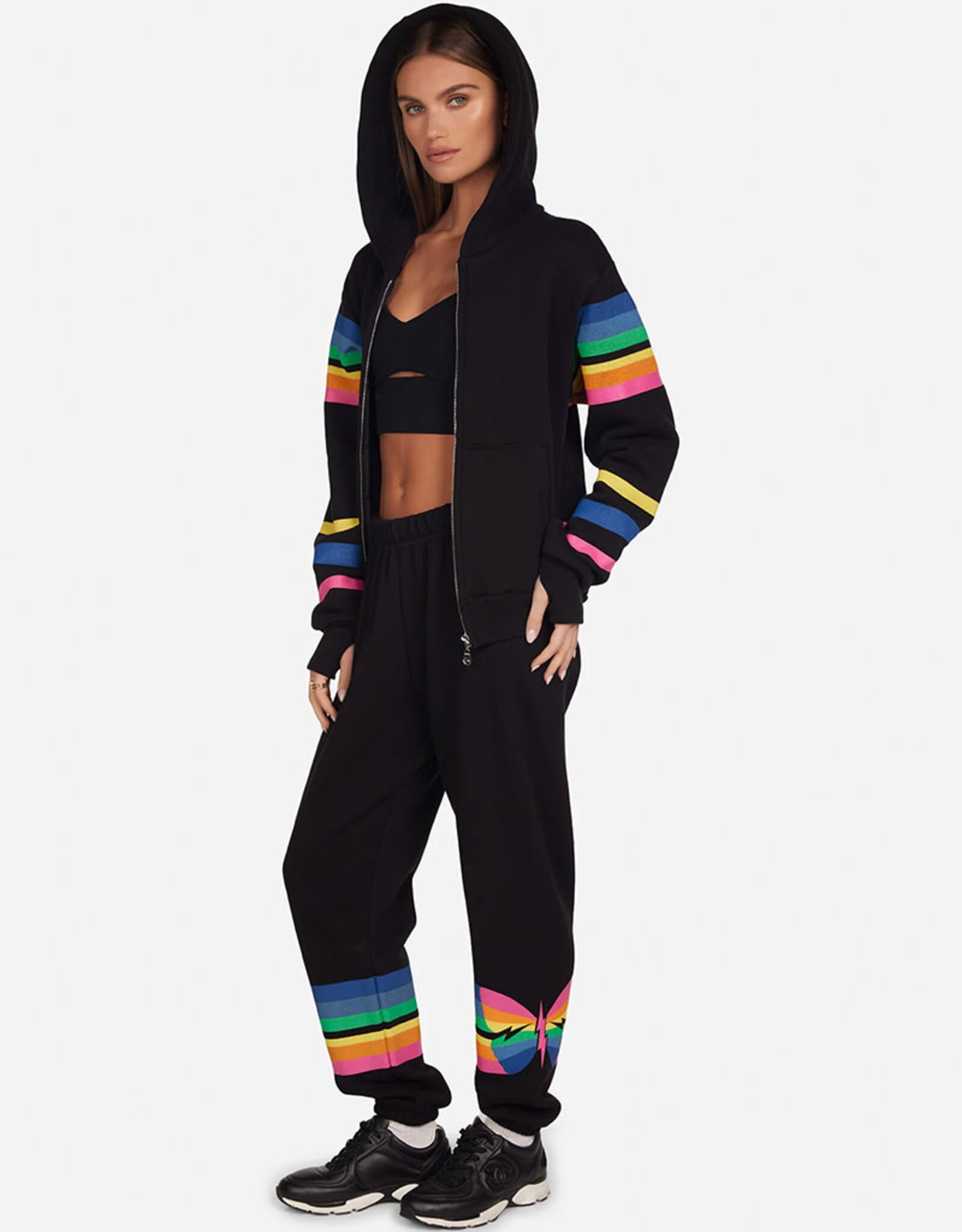 LAUREN MOSHI HEZLY BUTTERFLY STRIPES ZIP HOODIE