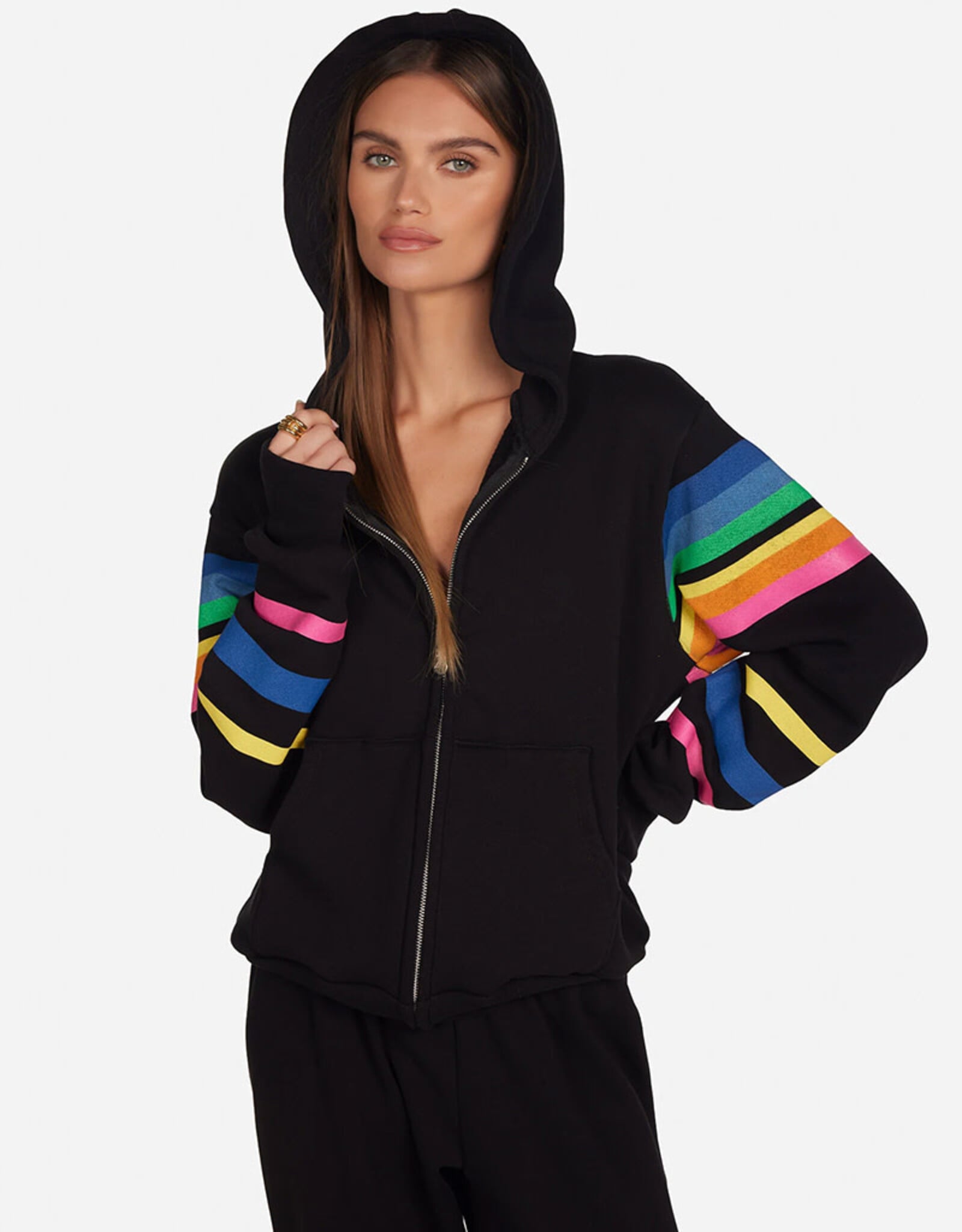 LAUREN MOSHI HEZLY BUTTERFLY STRIPES ZIP HOODIE