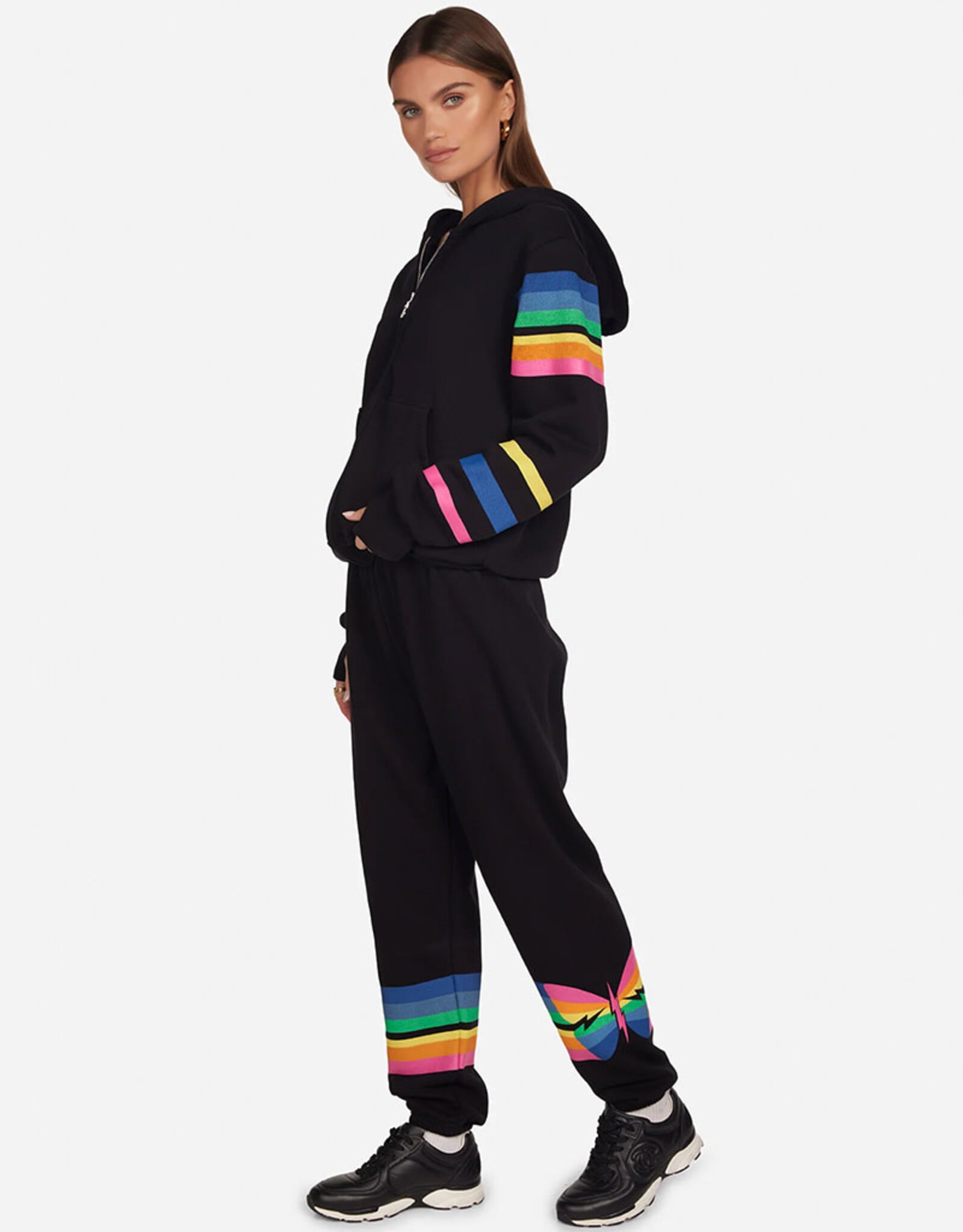 LAUREN MOSHI HEZLY BUTTERFLY STRIPES ZIP HOODIE
