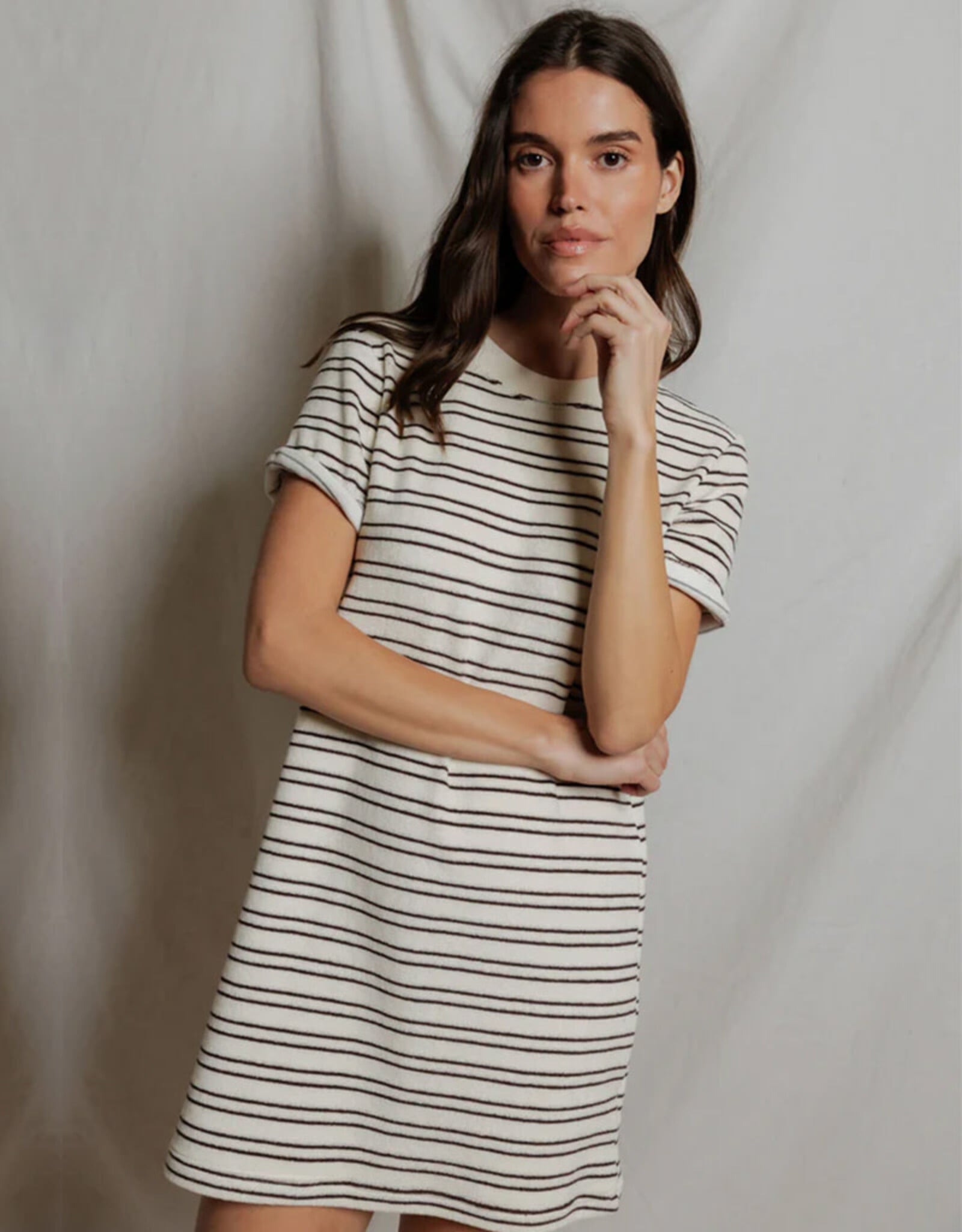 PERFECT WHITE TEE NELLA TERRY SS CREW TEE DRESS