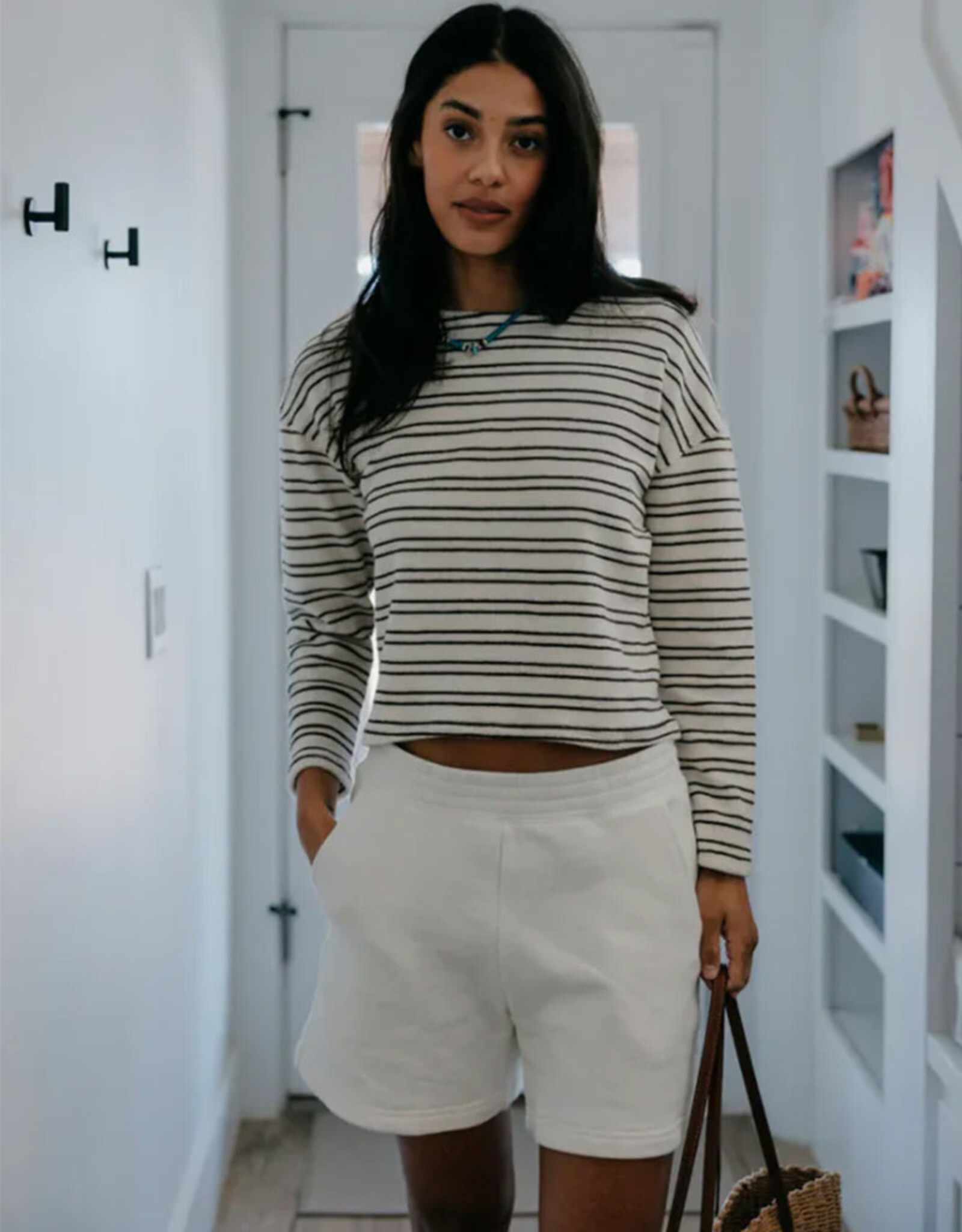 PERFECT WHITE TEE BARI PULL ON SWEAT SHORT
