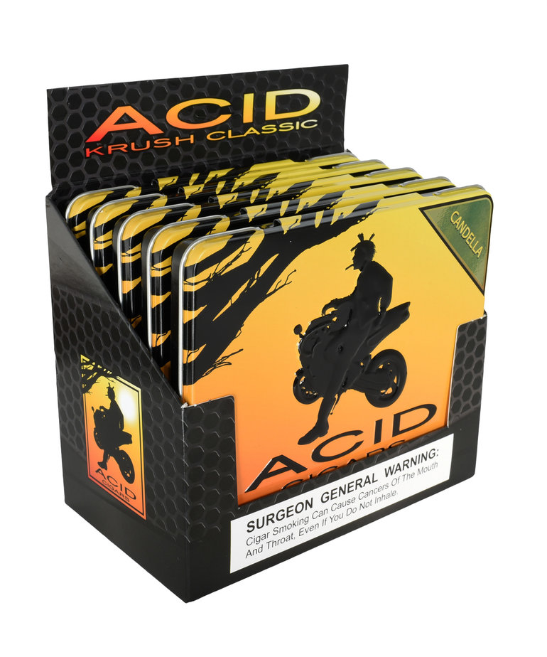Acid by Drew Estate Krush Tin of 10 Green Candela Sleeve of 5 Tins