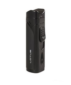 Lotus Monarch Quad Flame Torch w/ Cigar Rest & Punch - Black
