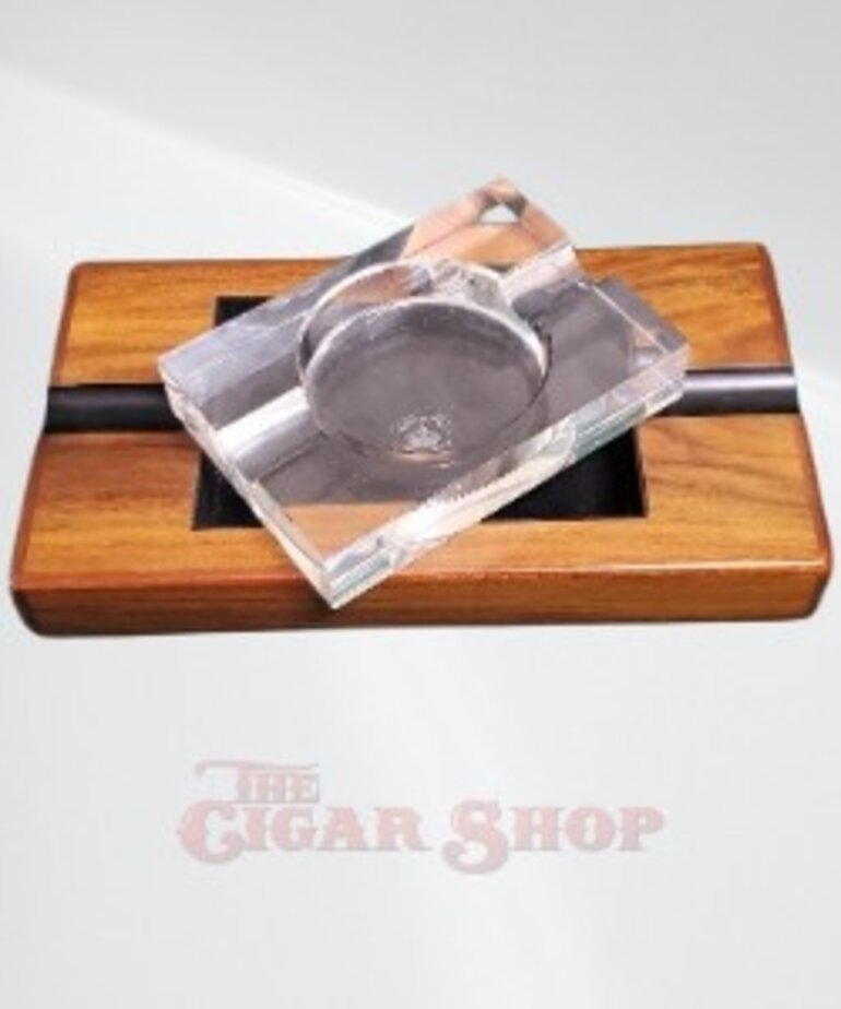Diamond Crown Crystal Ashtray in Wood