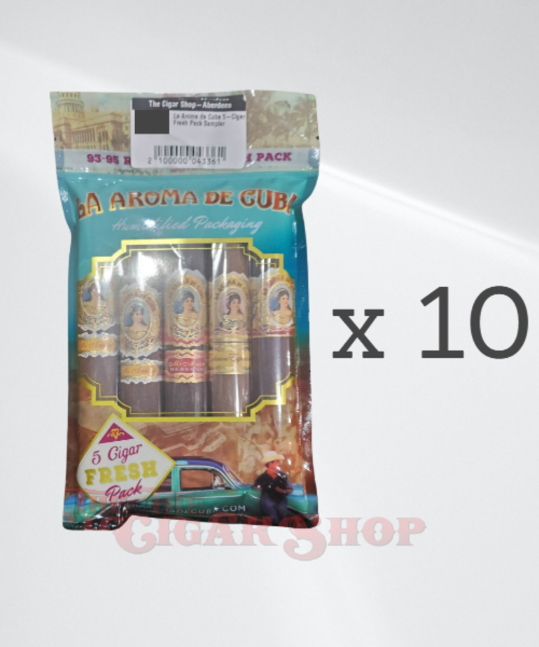 La Aroma de Cuba 5-Cigar Fresh Pack Sampler Box of 10