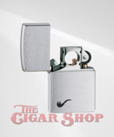 Zippo Classic Brush Chrome Pipe Lighter with Pipe Emblem