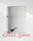 Zippo Classic Brush Chrome Pipe Lighter with Pipe Emblem