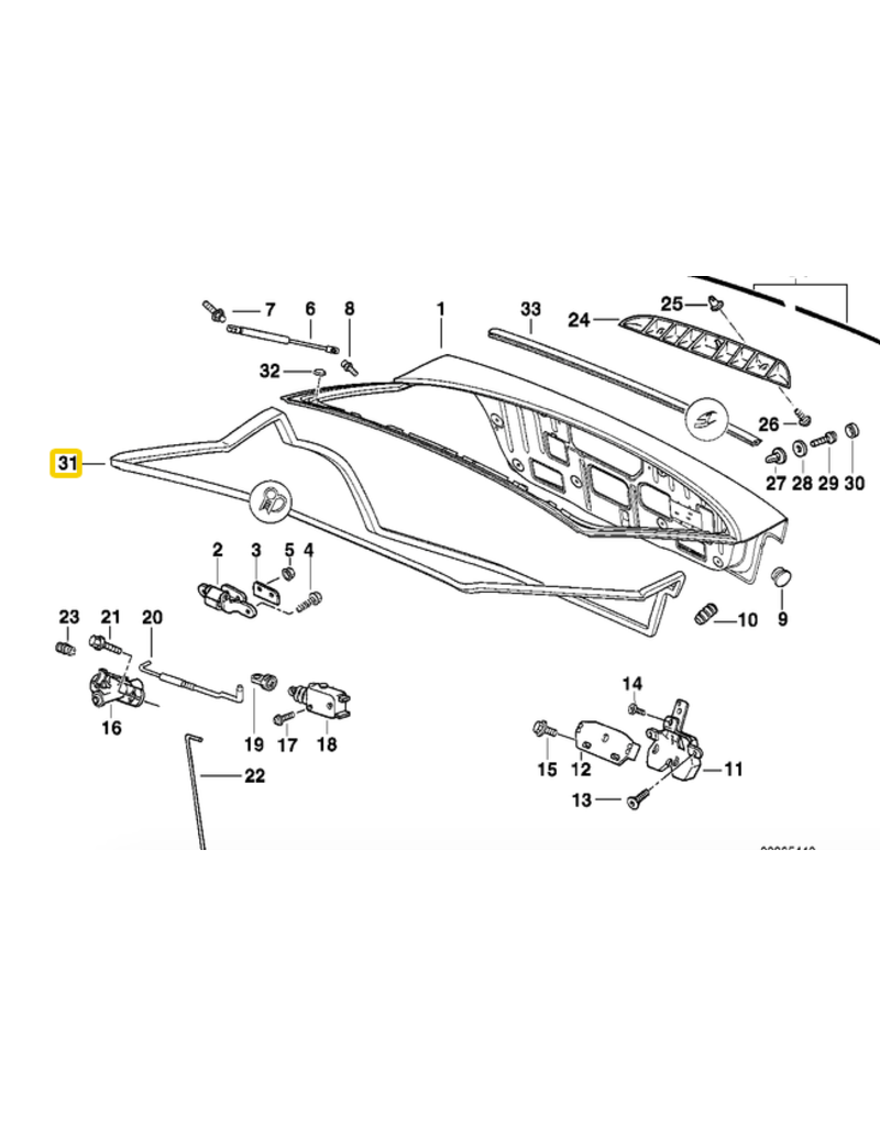 BMW Trunk lid gasket for BMW E-36