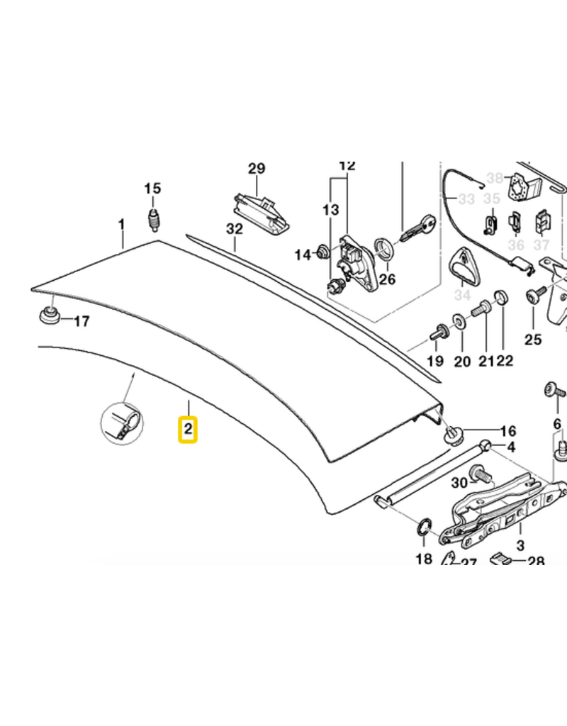 BMW Trunk lid gasket for BMW E-39