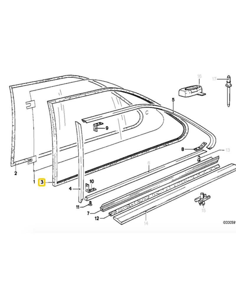 BMW NOS window sealing rear left for BMW E-21
