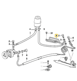 BMW Hydraulic steering return pipe with cooling coil for BMW E-36
