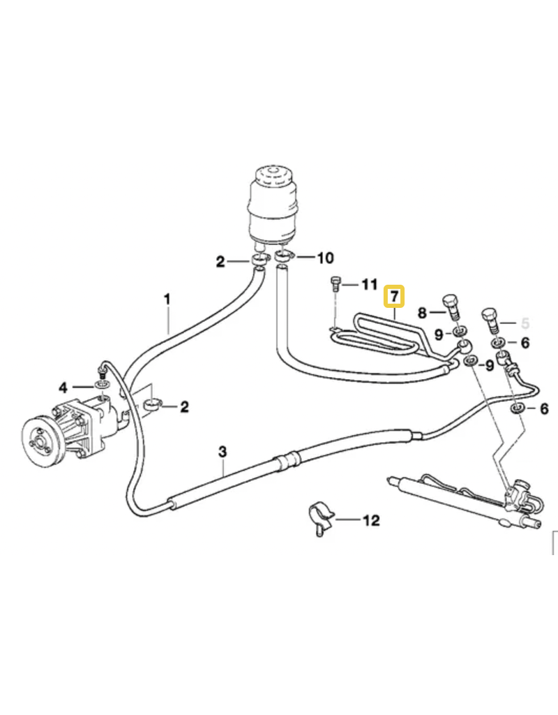 BMW Power steering hose with coil  for BMW E-36