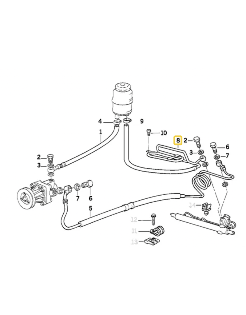 BMW Power steering hose (without coil) for BMW E-36