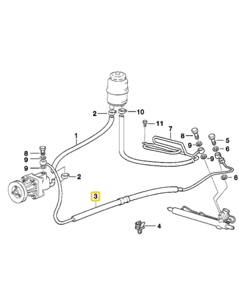 BMW Power steering hose for BMW E-36