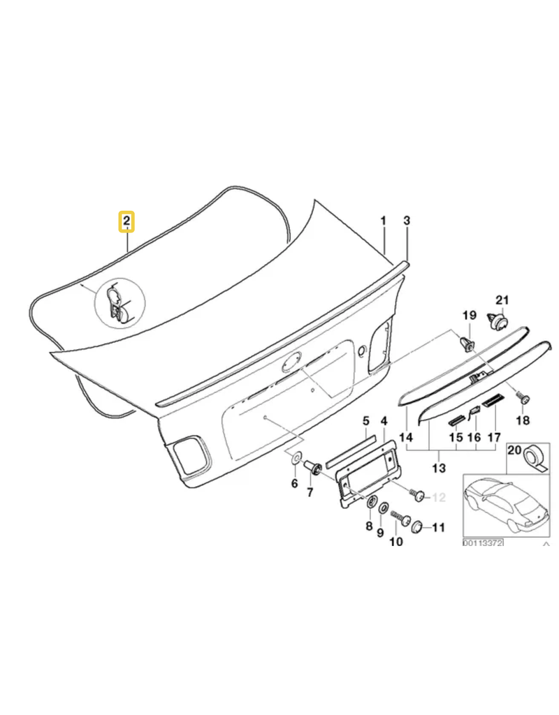BMW Trunk lid gasket for BMW E-46