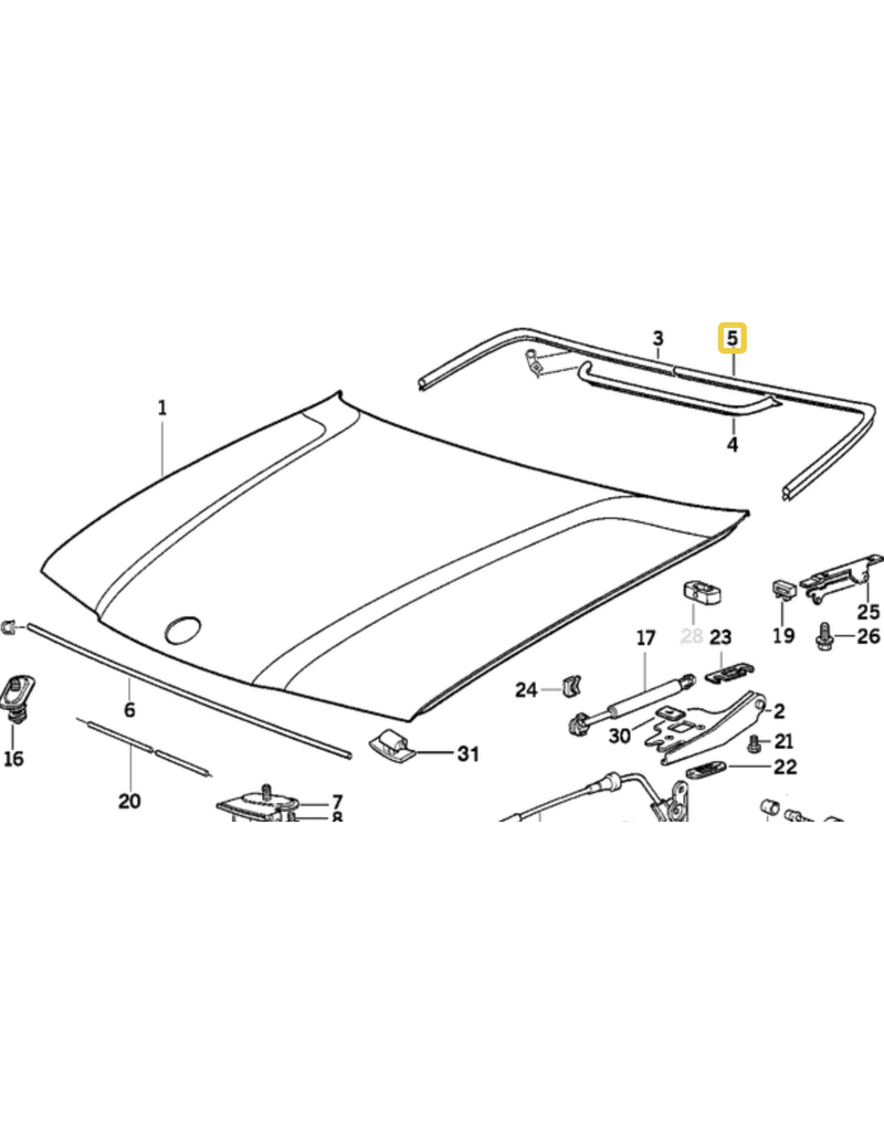 BMW Engine hood gasket for BMW E-36