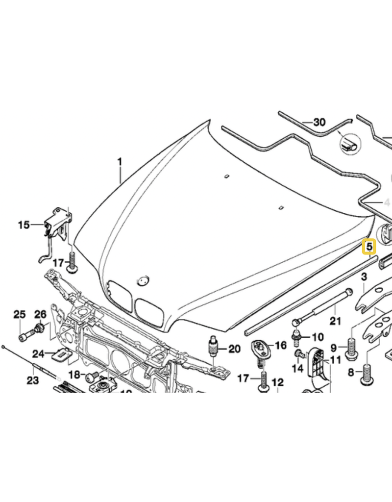BMW Junta lateral do capo para  BMW E-39