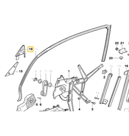 BMW Left window guide for BMW E-36 Coupe convertible
