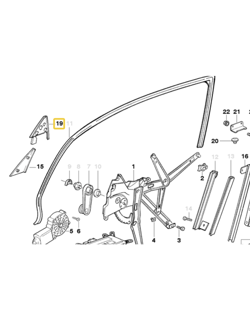 BMW Guia janela dianteiro esquerda para  BMW E-36 Coupe convertible