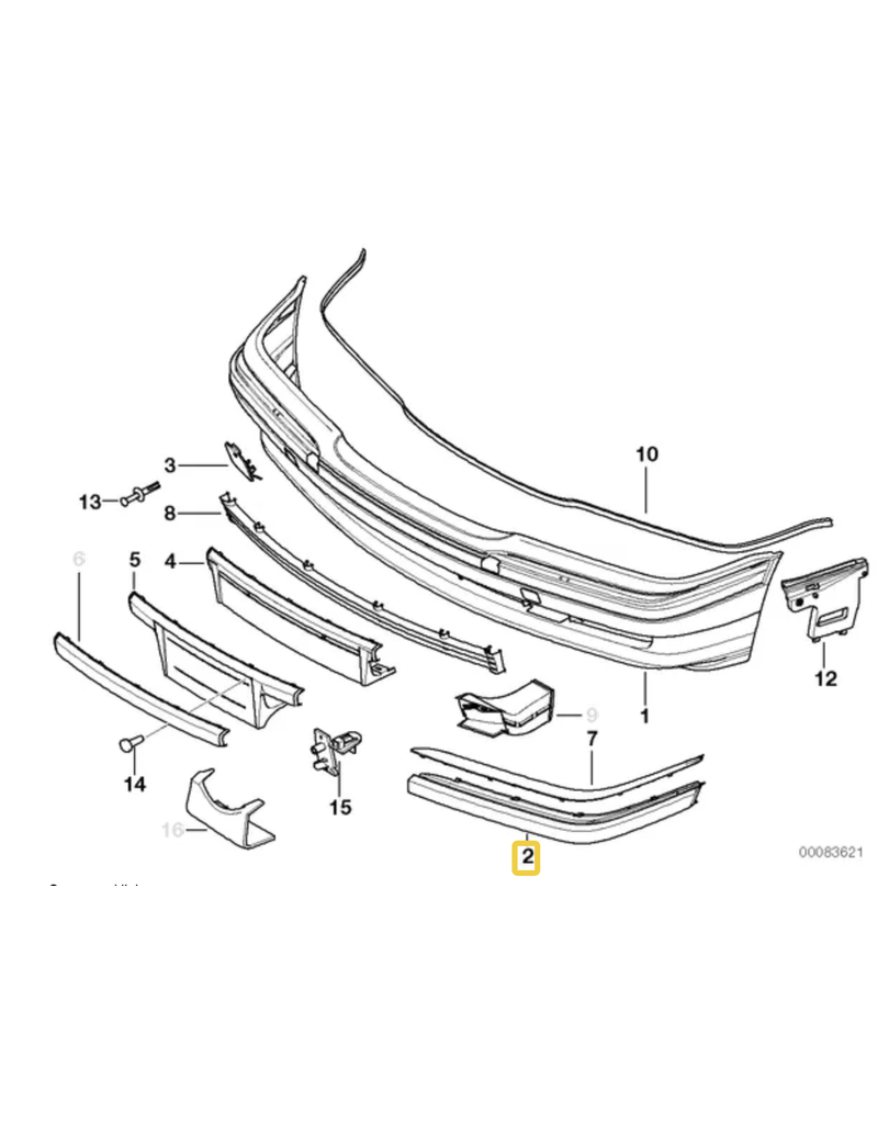 BMW Front bumper corner molding with PDC for BMW E-38