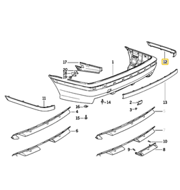 BMW Rear bumper molding trim right  for BMW E-36