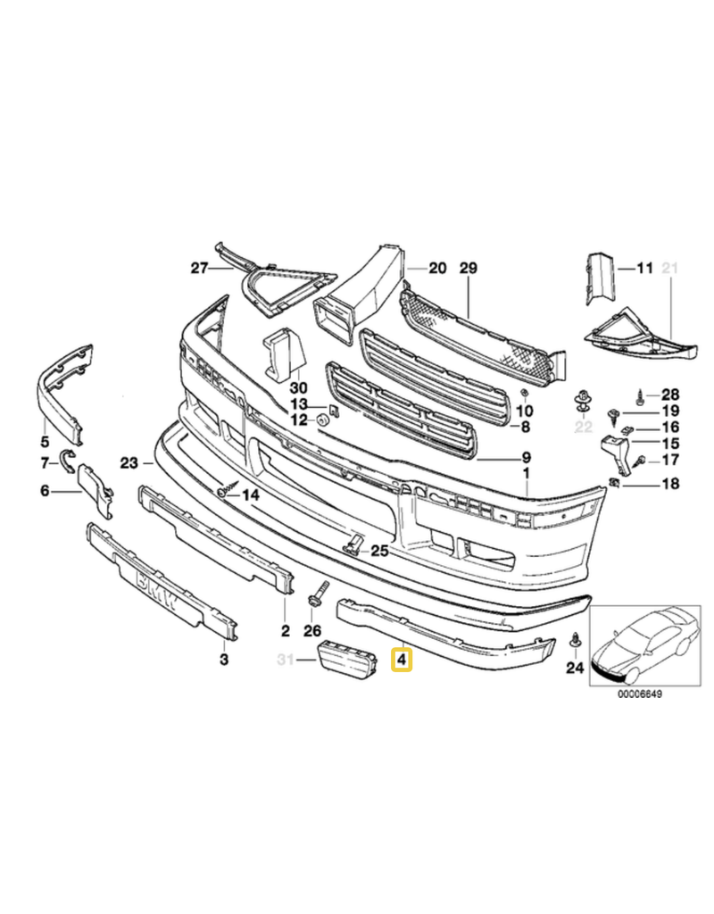 BMW Rubber strip left for BMW E-36
