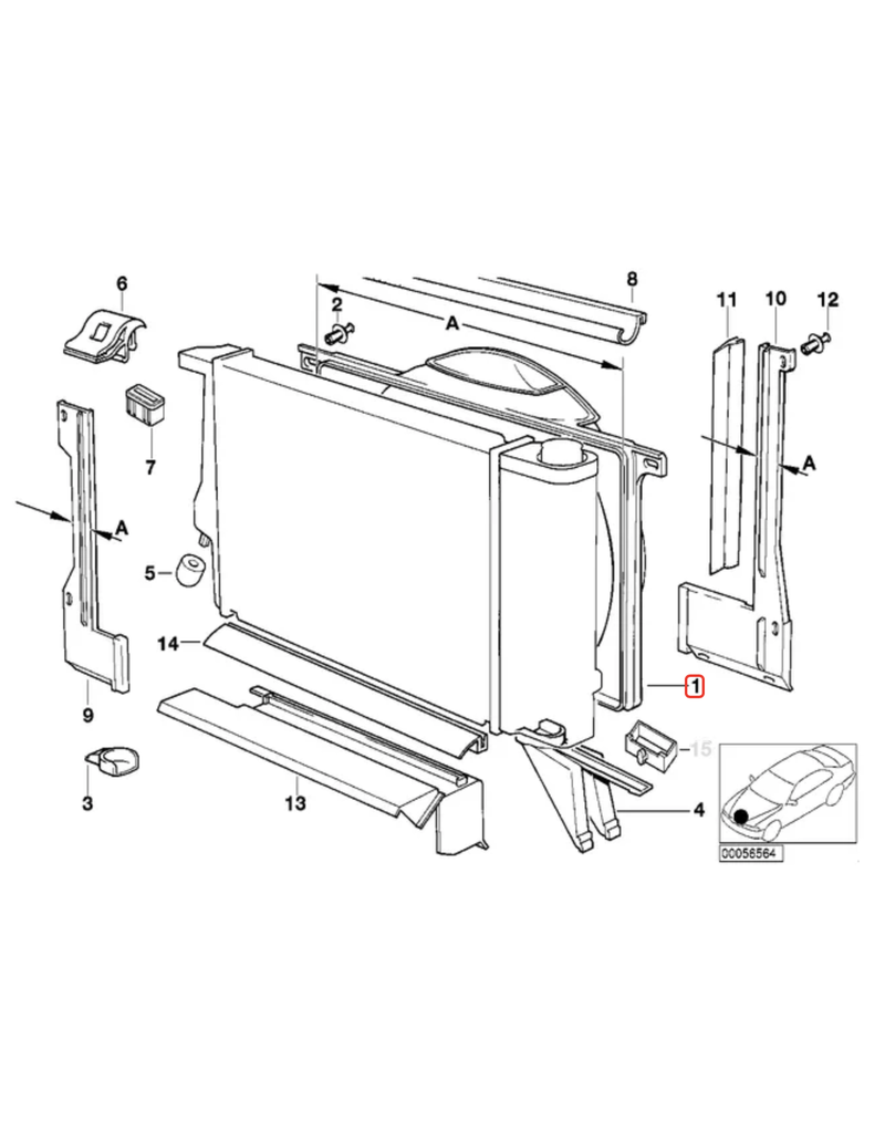 BMW Fan shroud for BMW E-34 520 525