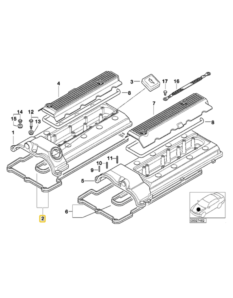 BMW Valve cover gasket for BMW E-39 M5 Z8 cal 1-4