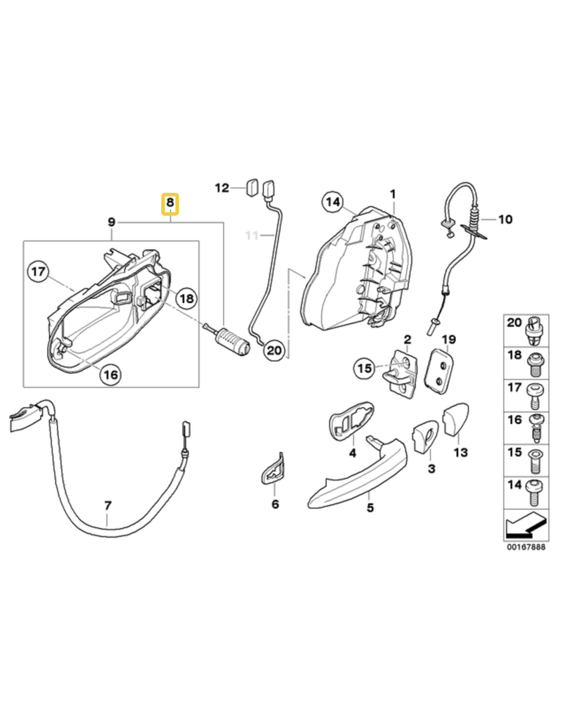 BMW Door handle outer left for BMW E-36