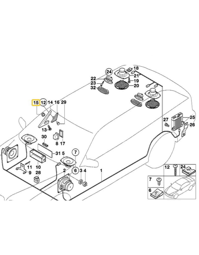 BMW Speaker mounting clip for BMW E-32 E-34