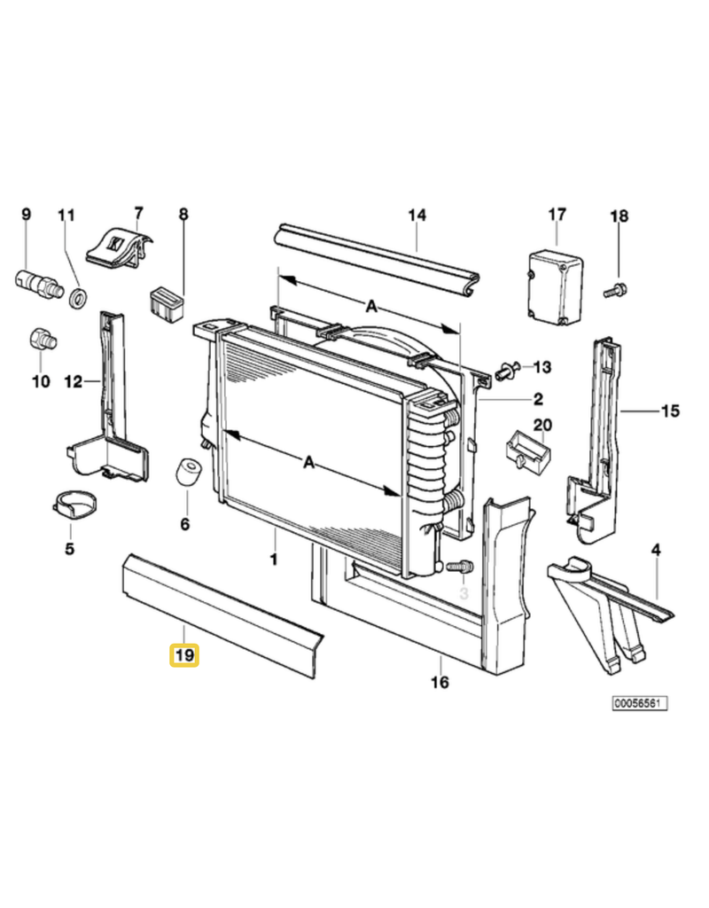 BMW Radiator lower cover for BMW E-32 E-34