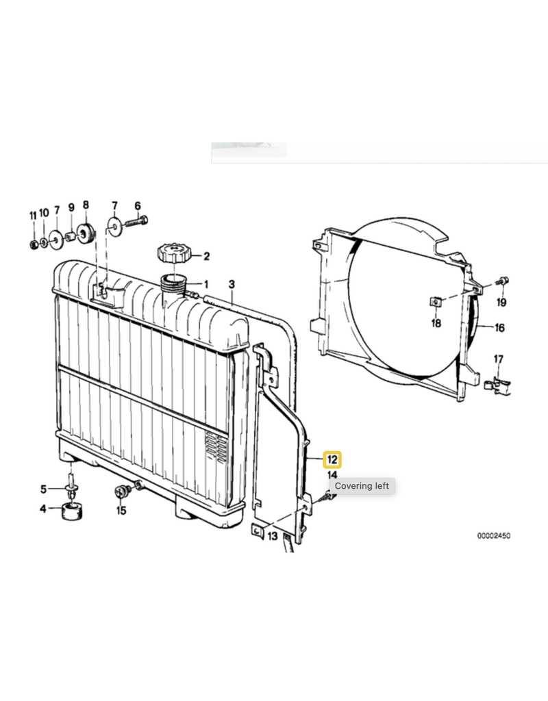 BMW Covering left radiator for BMW E-30