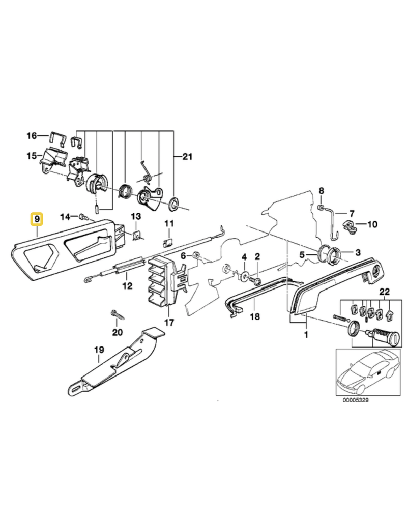 BMW Door handle inner right for BMW 7 series E-32