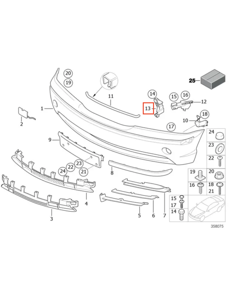 BMW Fender support right for BMW E-46