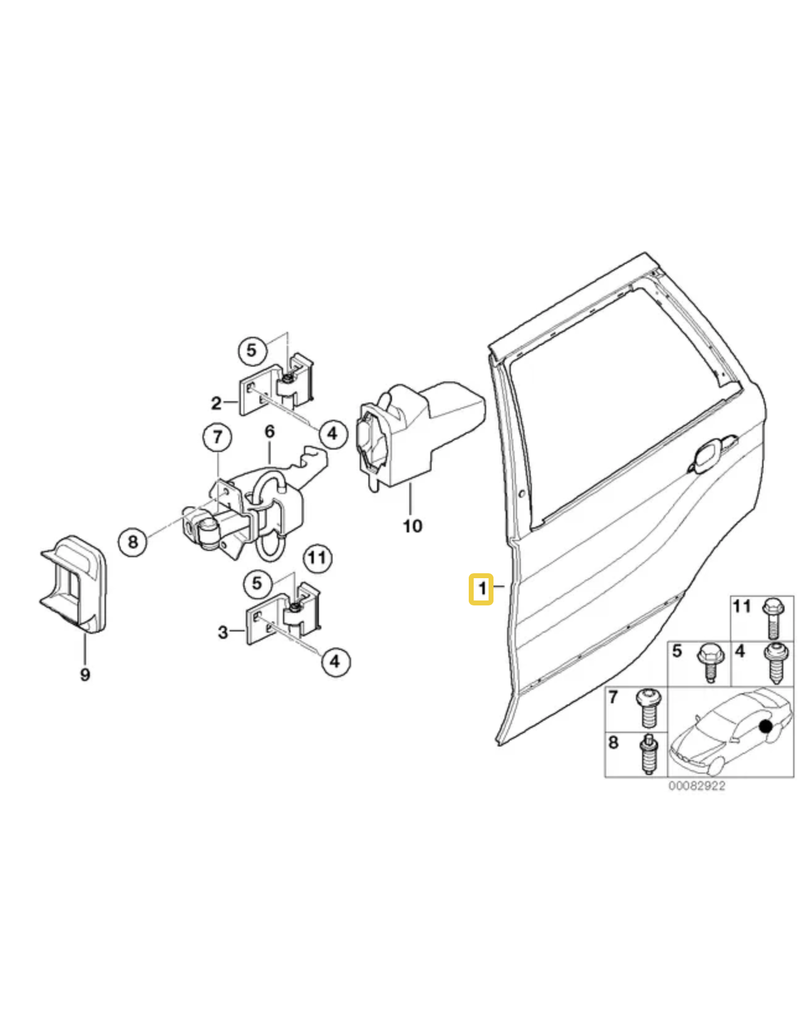 BMW Porta traseira direita para BMW E-53 X5