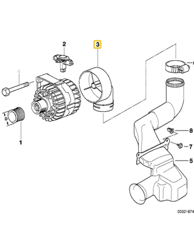 BMW Alternator intake for BMW E-31 E-38 E-39
