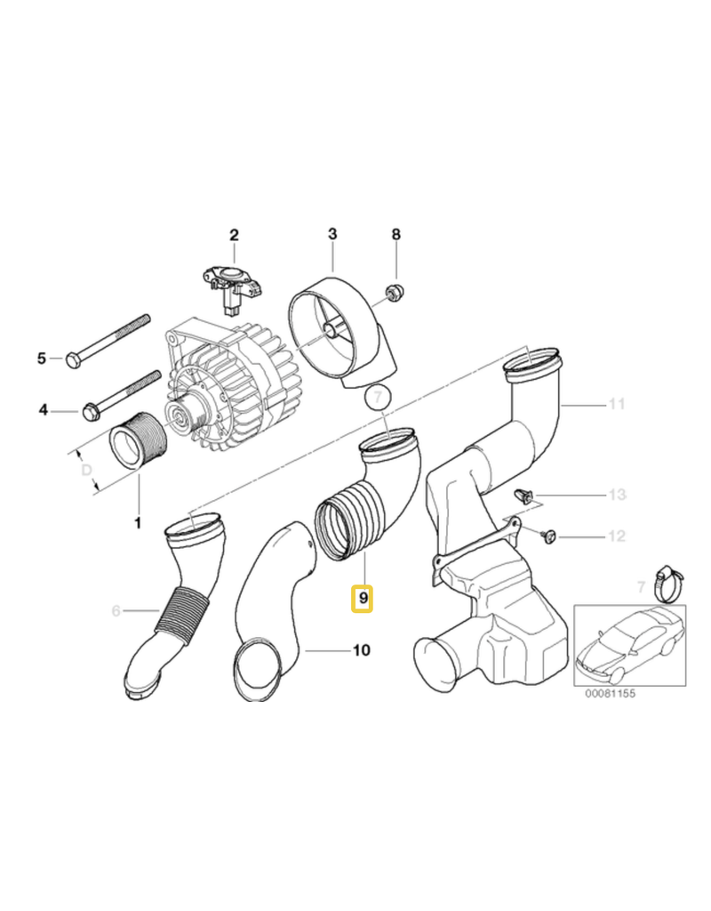 BMW Duto resfriar coletor para  BMW E-46 Z3