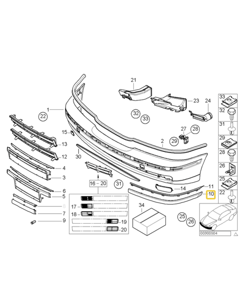 BMW Acabamento parachoque dianteiro esquerdo para  BMW E-39