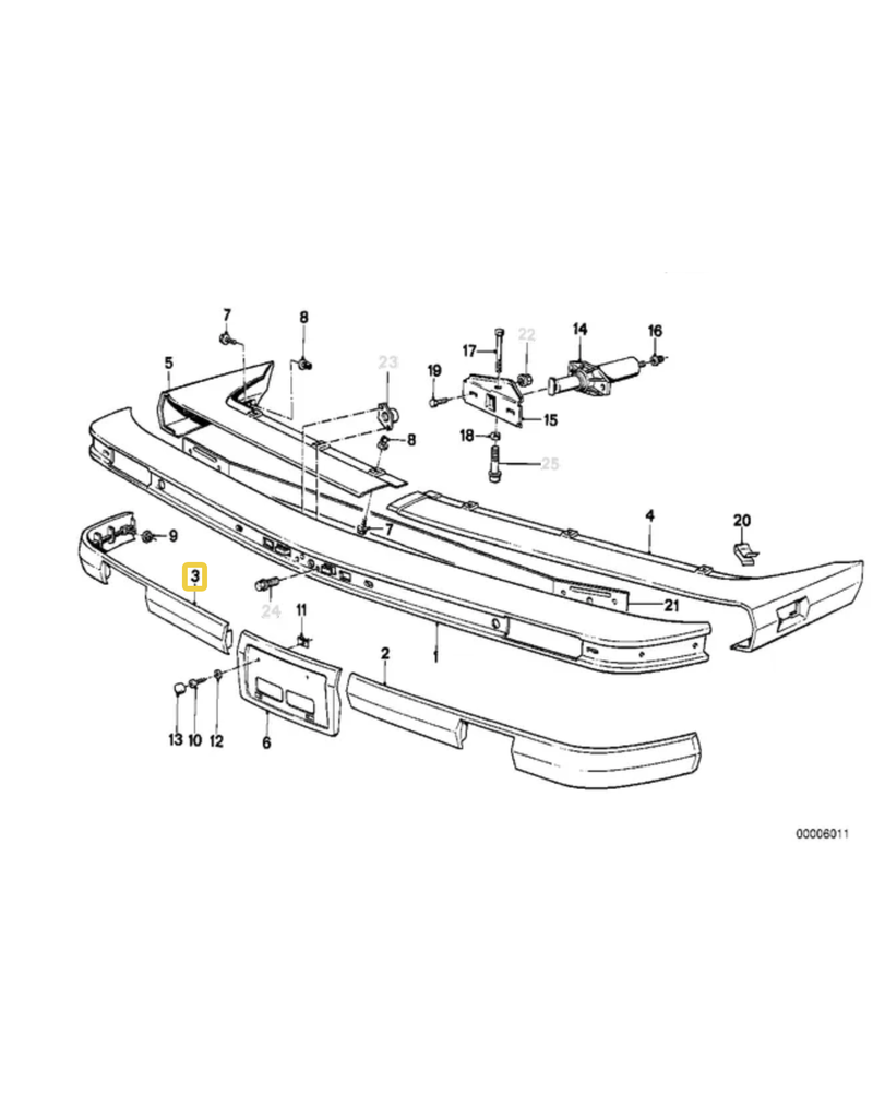 BMW Front bumper rubber strip right for BMW E-30