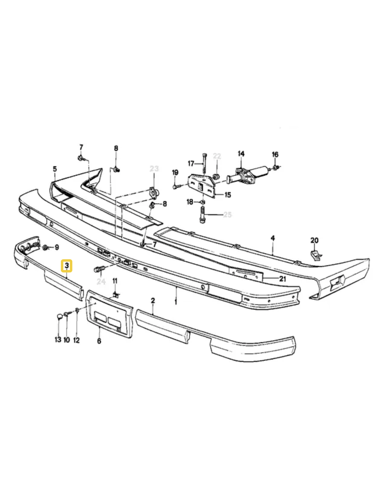 BMW Front bumper rubber strip left for BMW E-30